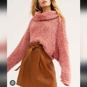 Free People Chunky Cowl Neck Sweater - Coral